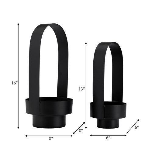 S/2 14/17", METAL LANTERN, BLACK Candle Holders| Sagebrook Home
