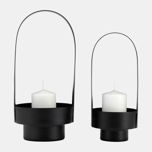S/2 14/17", METAL LANTERN, BLACK Candle Holders| Sagebrook Home