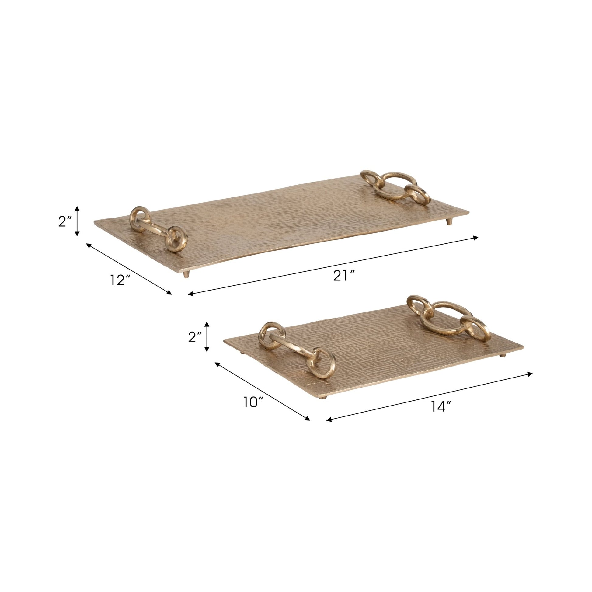 S/2 14/21" Rada Gold Link Trays Table Decors| Sagebrook Home