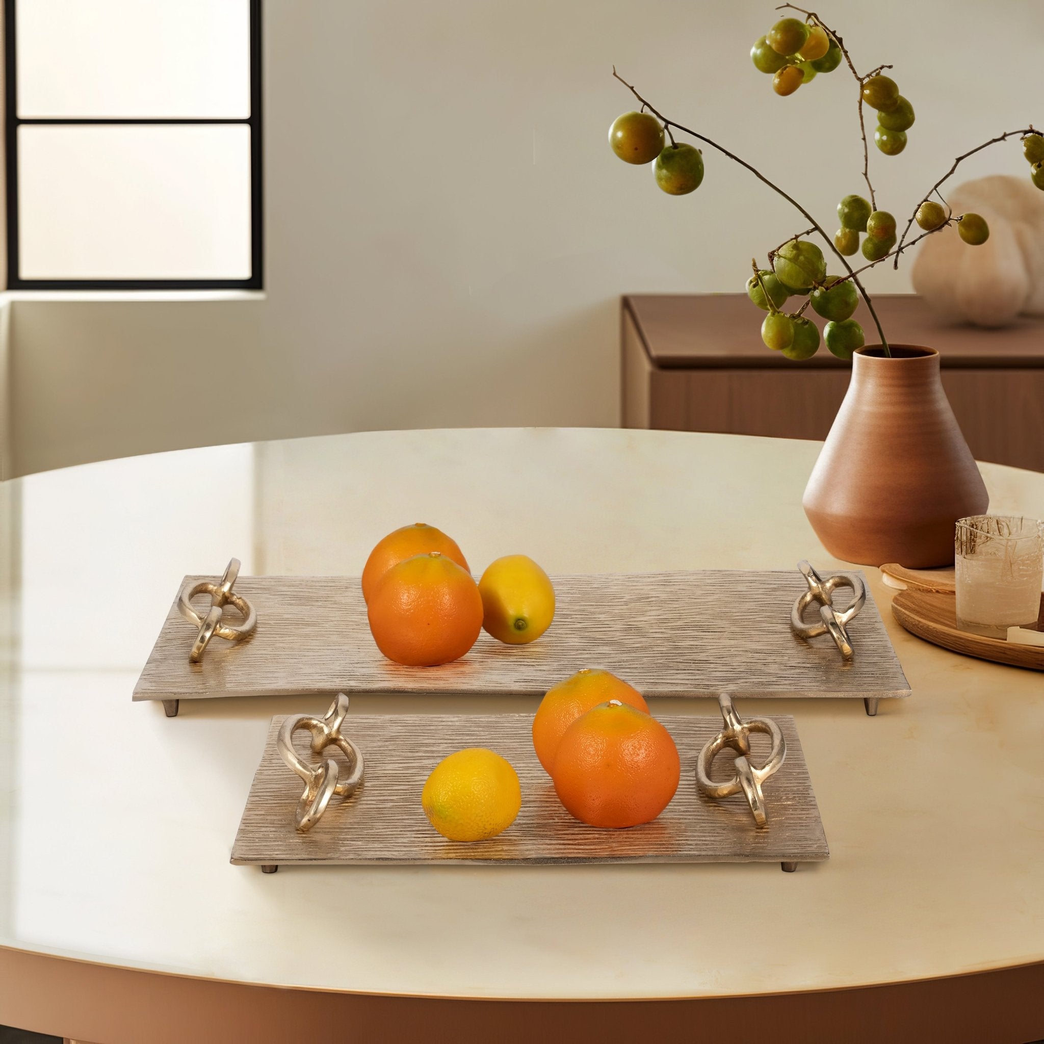 S/2 14/21" Rada Gold Link Trays Table Decors| Sagebrook Home
