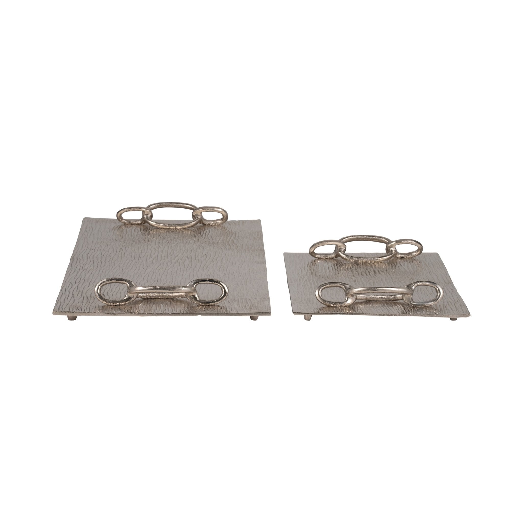 S/2 14/21" Rada Silver Link Trays Table Decors| Sagebrook Home