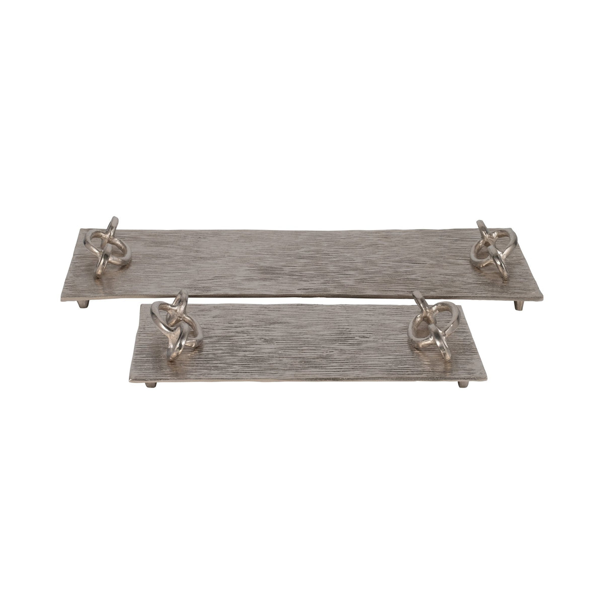 S/2 14/21" Rada Silver Link Trays Table Decors| Sagebrook Home