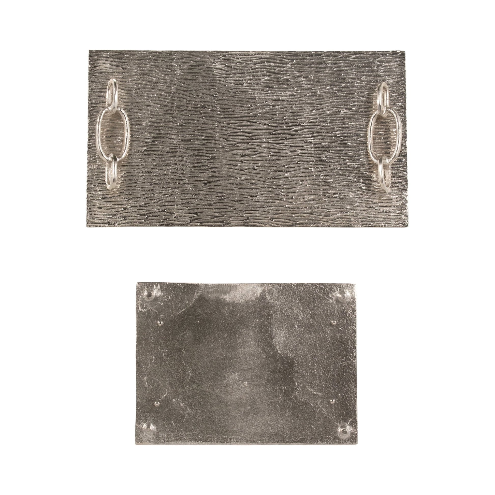 S/2 14/21" Rada Silver Link Trays Table Decors| Sagebrook Home