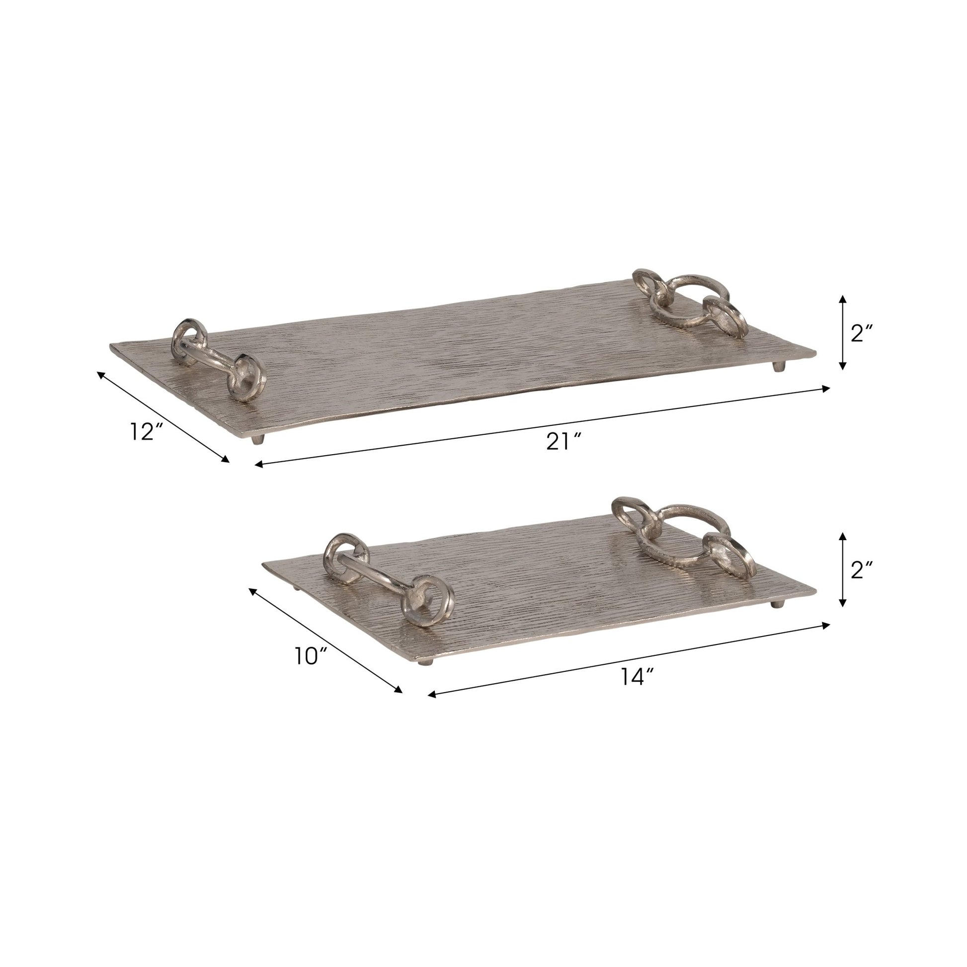 S/2 14/21" Rada Silver Link Trays Table Decors| Sagebrook Home