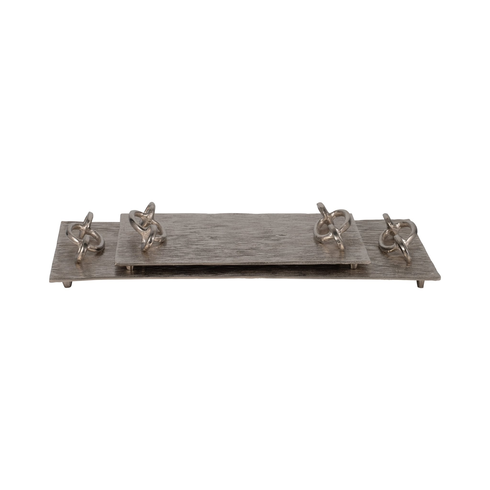 S/2 14/21" Rada Silver Link Trays Table Decors| Sagebrook Home