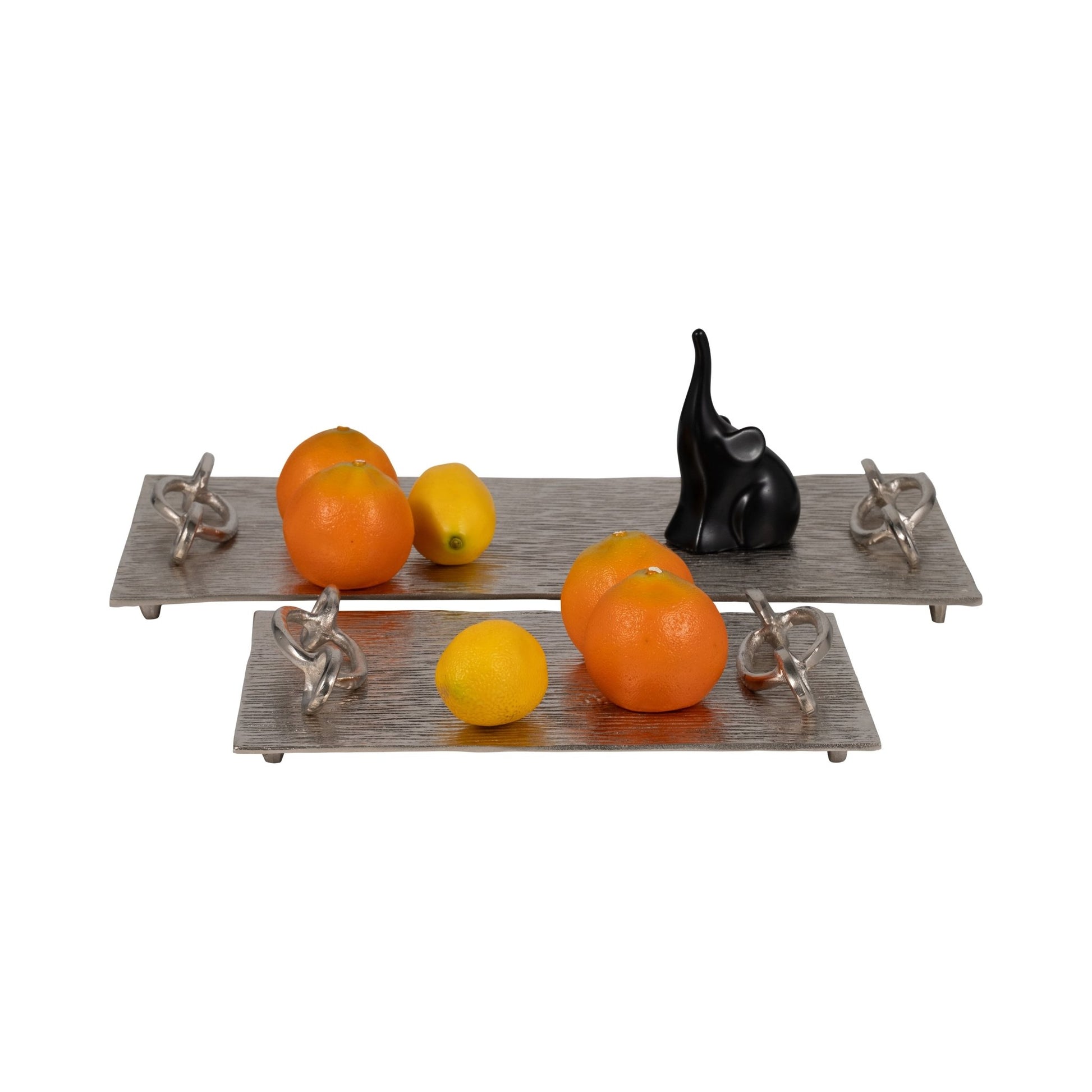 S/2 14/21" Rada Silver Link Trays Table Decors| Sagebrook Home