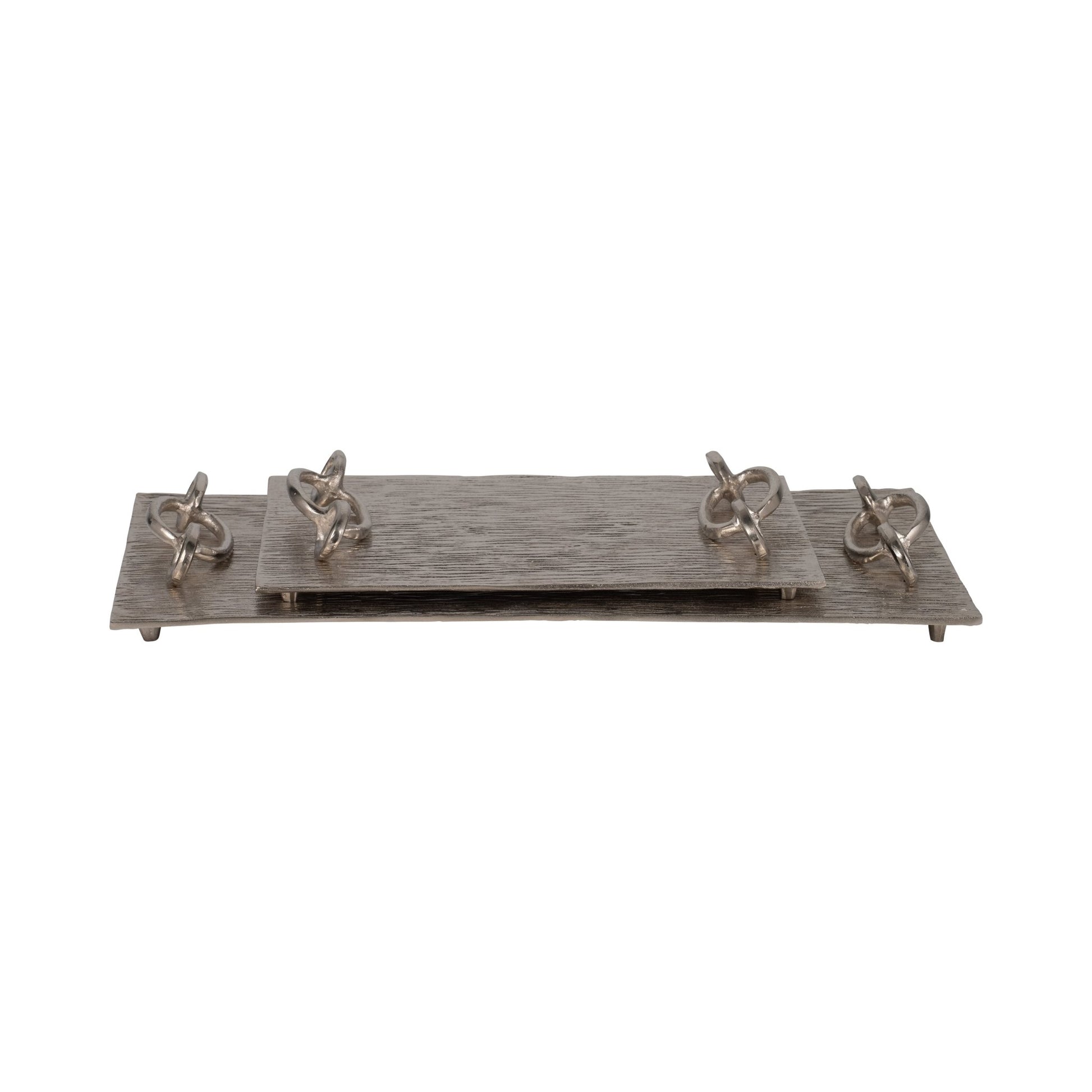 S/2 14/21" Rada Silver Link Trays Table Decors| Sagebrook Home