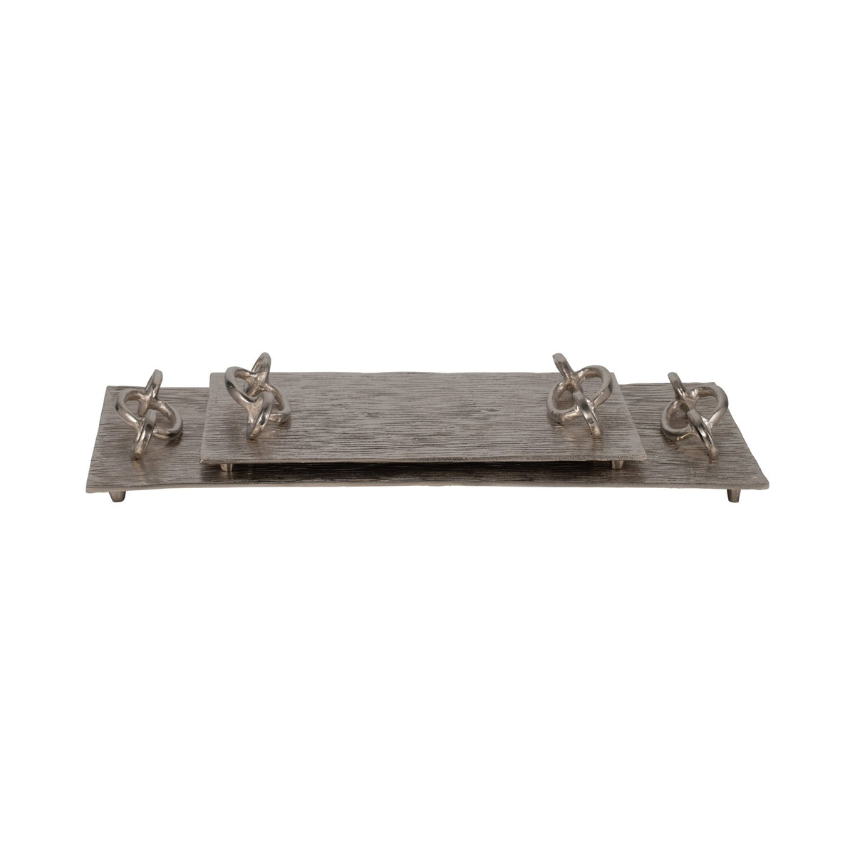 S/2 14/21" Rada Silver Link Trays Table Decors| Sagebrook Home