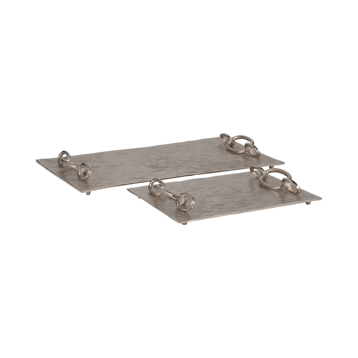 S/2 14/21" Rada Silver Link Trays Table Decors| Sagebrook Home