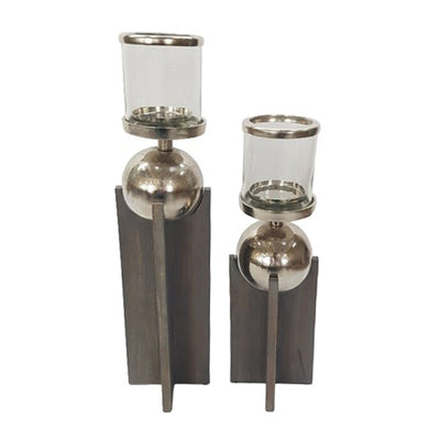 S/2 15/19" IDABEL WOOD CANDLE HOLDERS - Al Rugaib Furniture