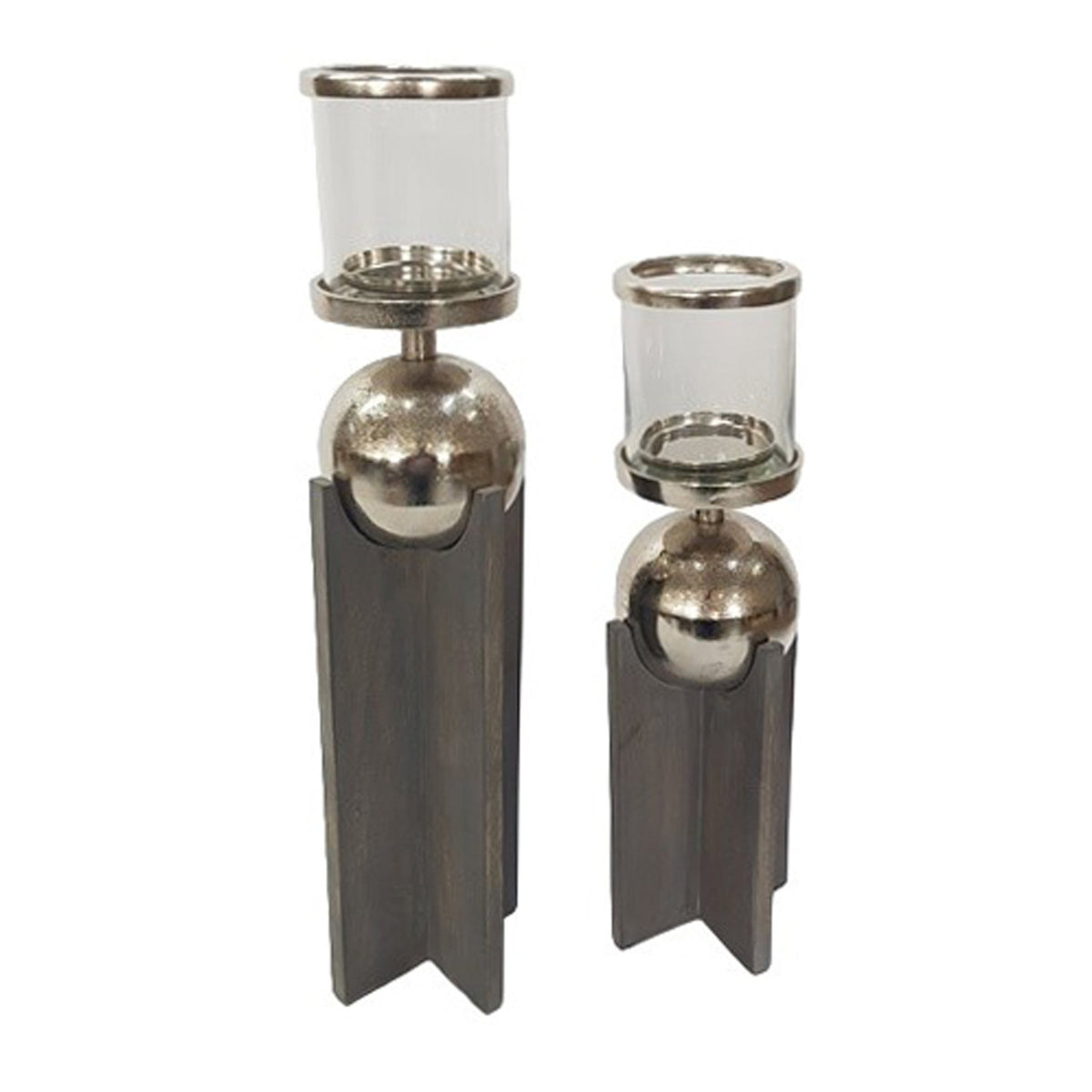 S/2 15/19" IDABEL WOOD CANDLE HOLDERS Candle Holders| Sagebrook Home