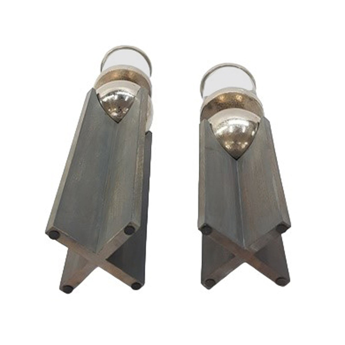 S/2 15/19" IDABEL WOOD CANDLE HOLDERS Candle Holders| Sagebrook Home