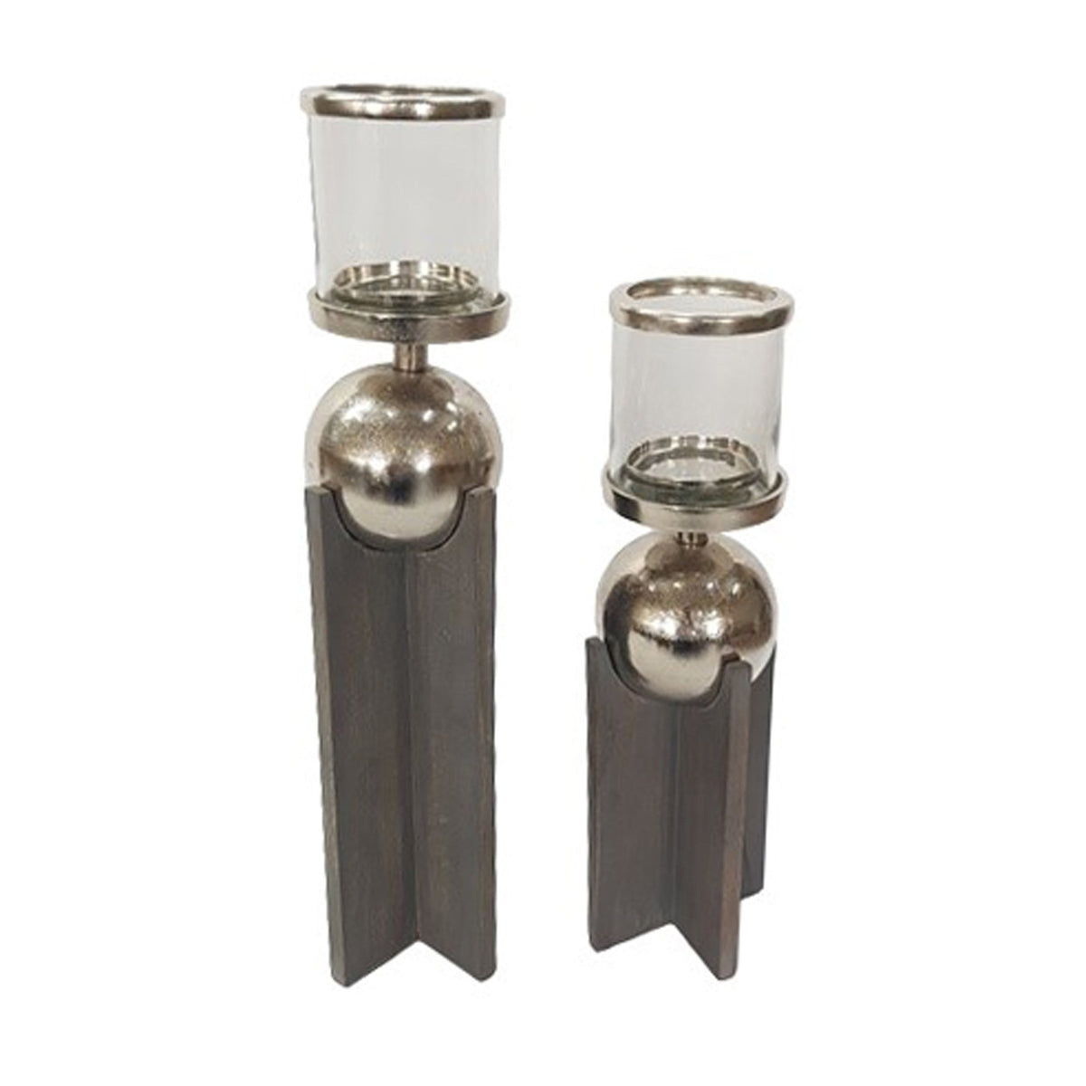 S/2 15/19" IDABEL WOOD CANDLE HOLDERS Candle Holders| Sagebrook Home