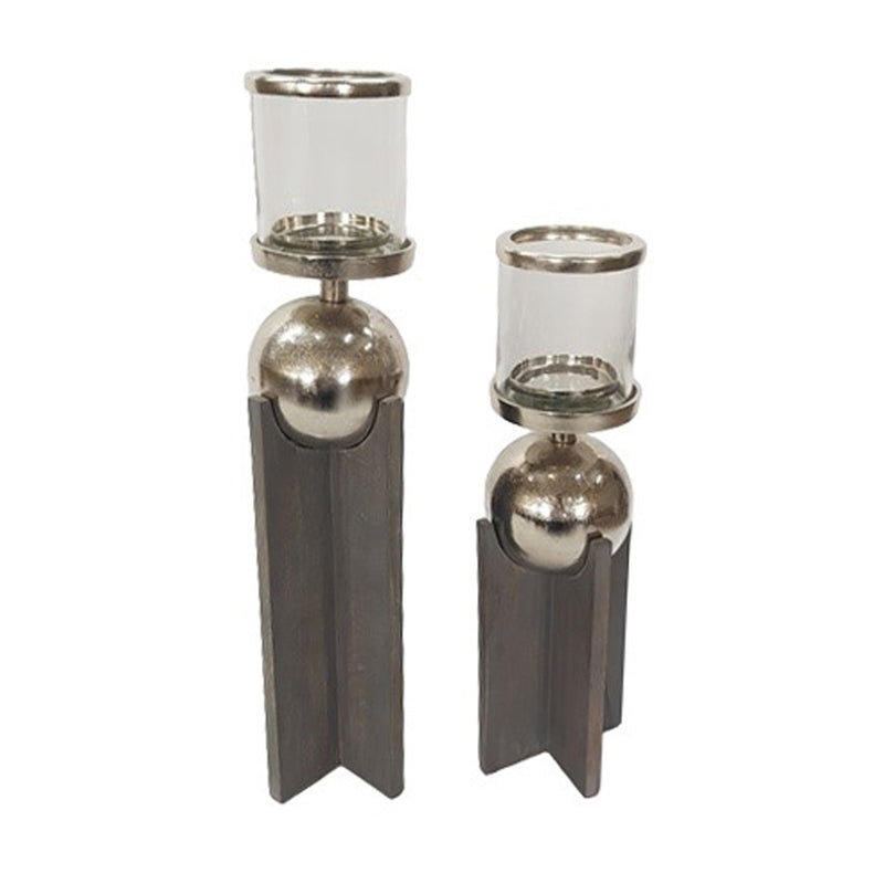 S/2 15/19" IDABEL WOOD CANDLE HOLDERS - Al Rugaib Furniture