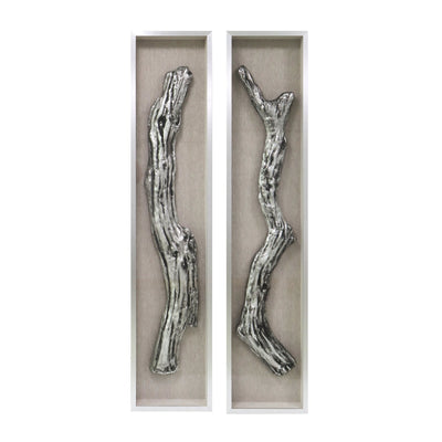 S/2 15x70 Marco Silver Wood Shadowbox Art - Al Rugaib Furniture
