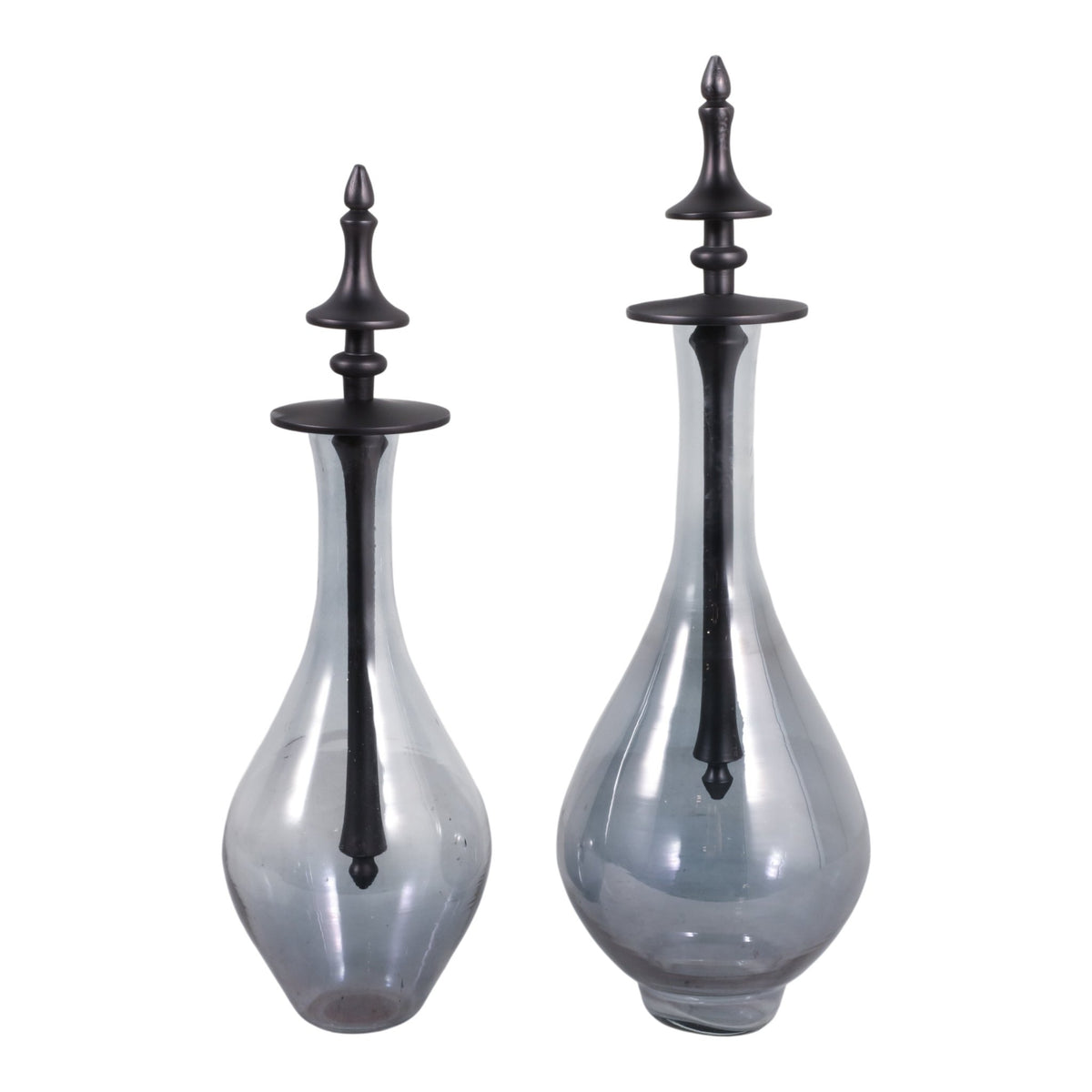 S/2 16"/18" WAVERLY GLASS BOTTLES W/METAL STOPPERS Bottles & Containers| Sagebrook Home