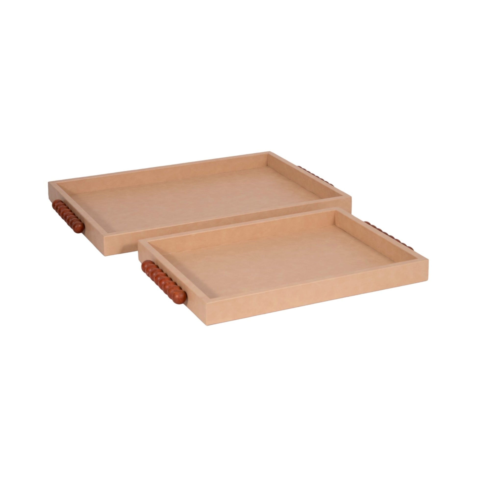 S/2 16/20" Beaded Handle Trays, Ivory Table Decors| Sagebrook Home