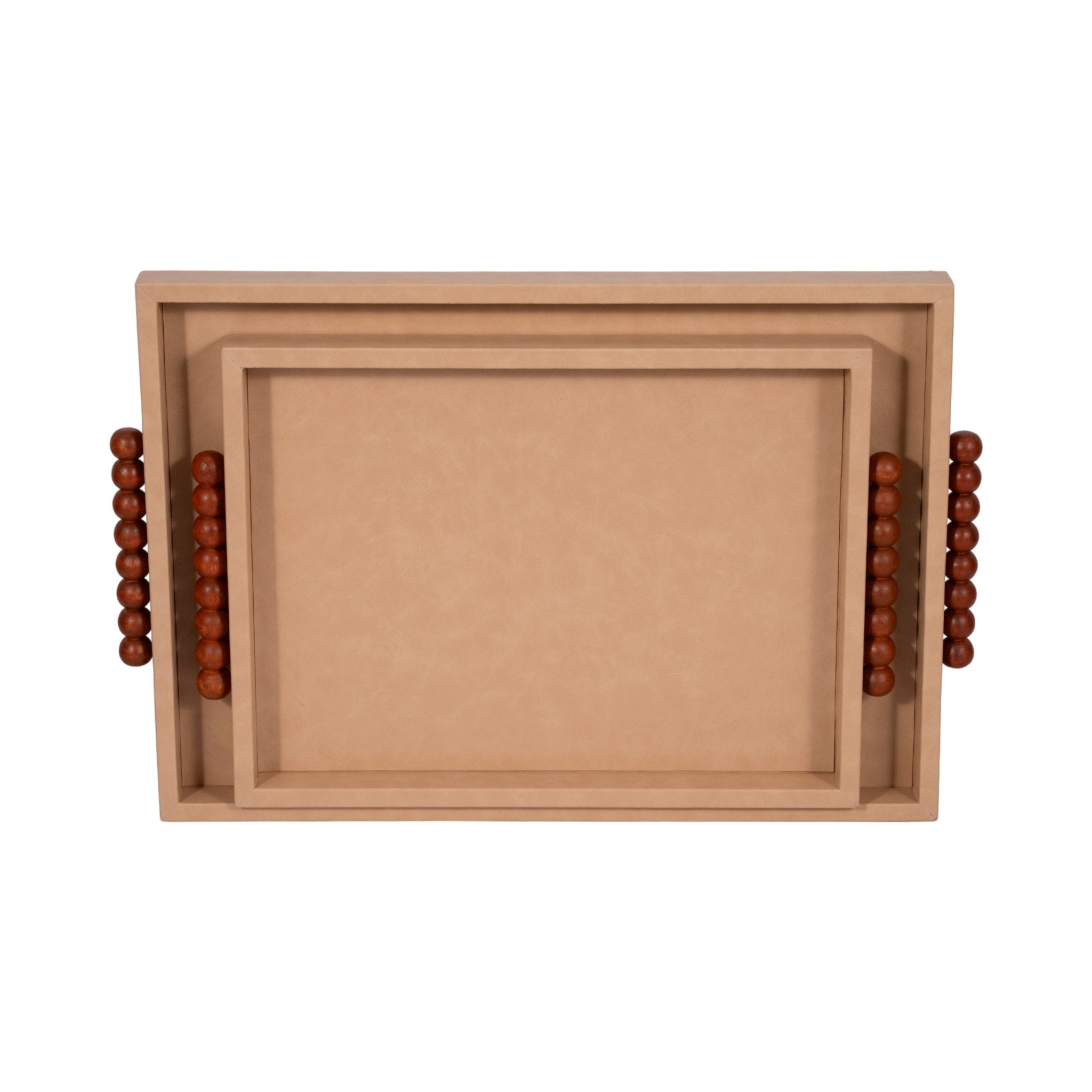 S/2 16/20" Beaded Handle Trays, Ivory Table Decors| Sagebrook Home
