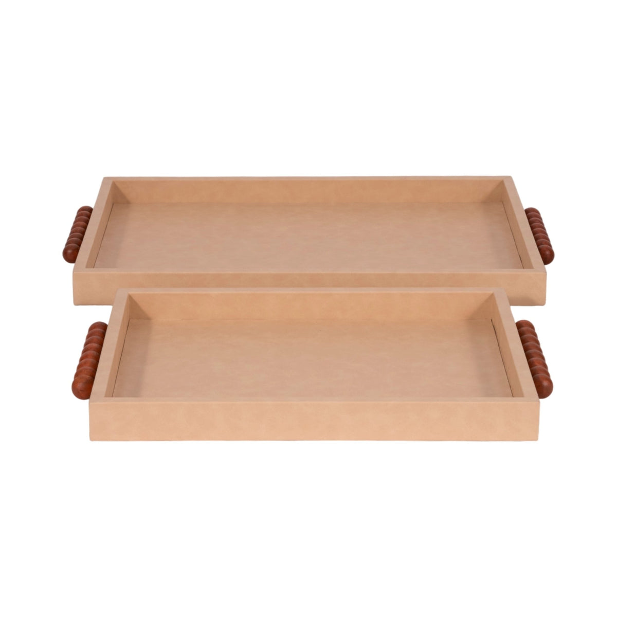 S/2 16/20" Beaded Handle Trays, Ivory Table Decors| Sagebrook Home