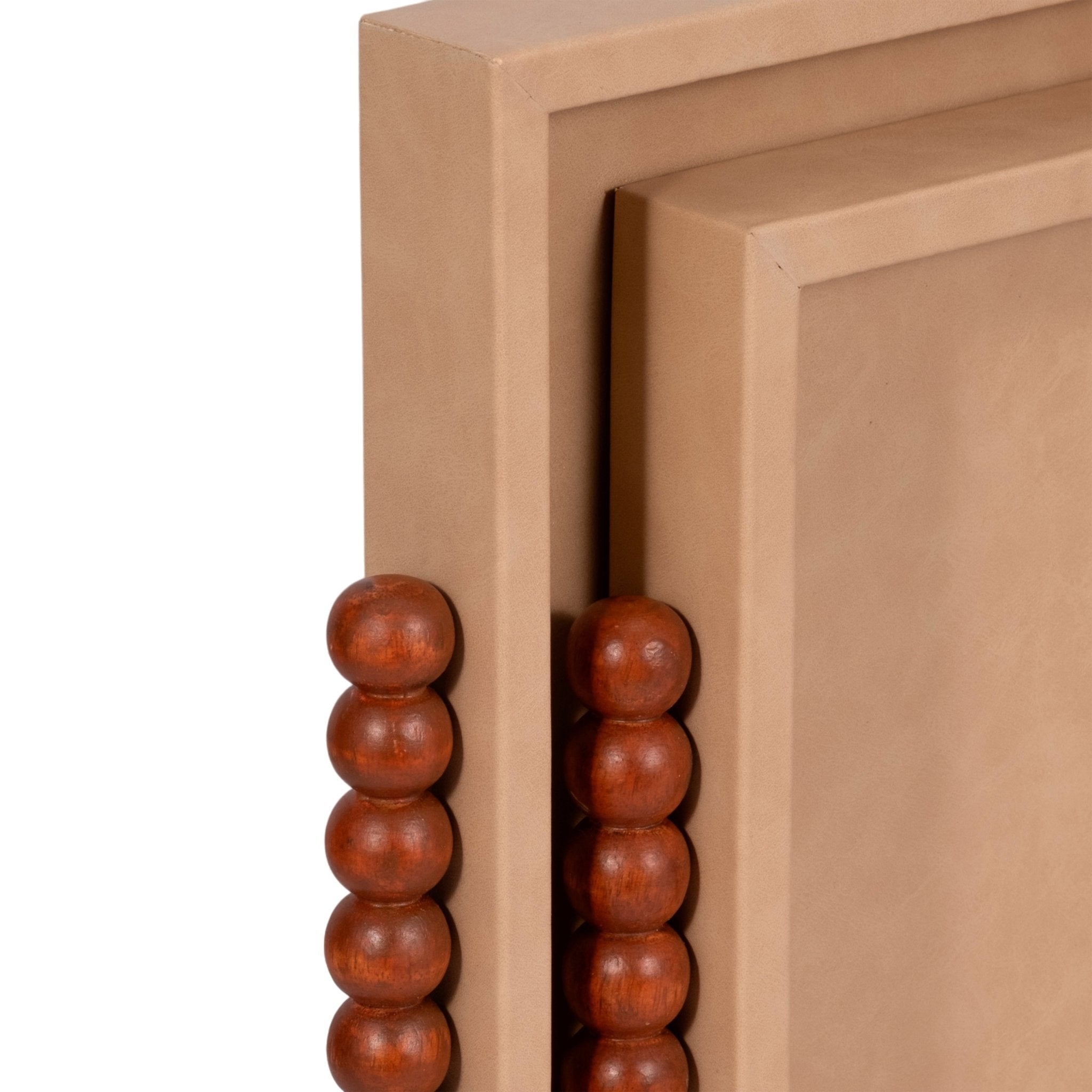 S/2 16/20" Beaded Handle Trays, Ivory Table Decors| Sagebrook Home
