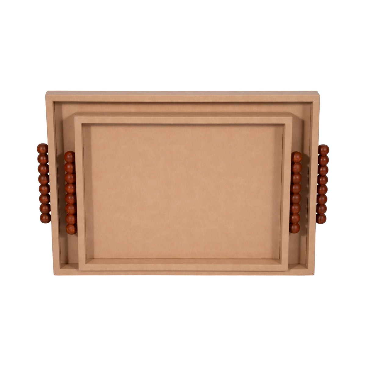 S/2 16/20" Beaded Handle Trays, Ivory Table Decors| Sagebrook Home