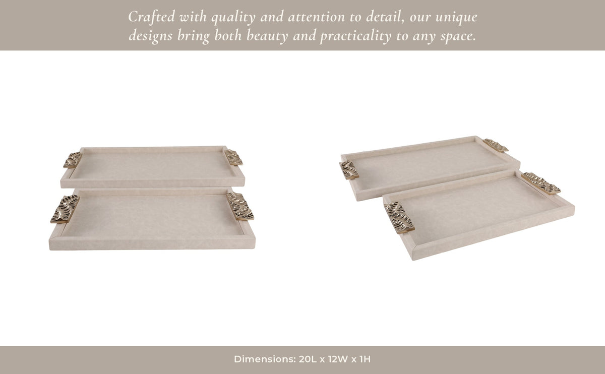 S/2 16/20" MARQUIS TRAYS WITH ALUMINIUM HARDWARE Table Decors| Sagebrook Home