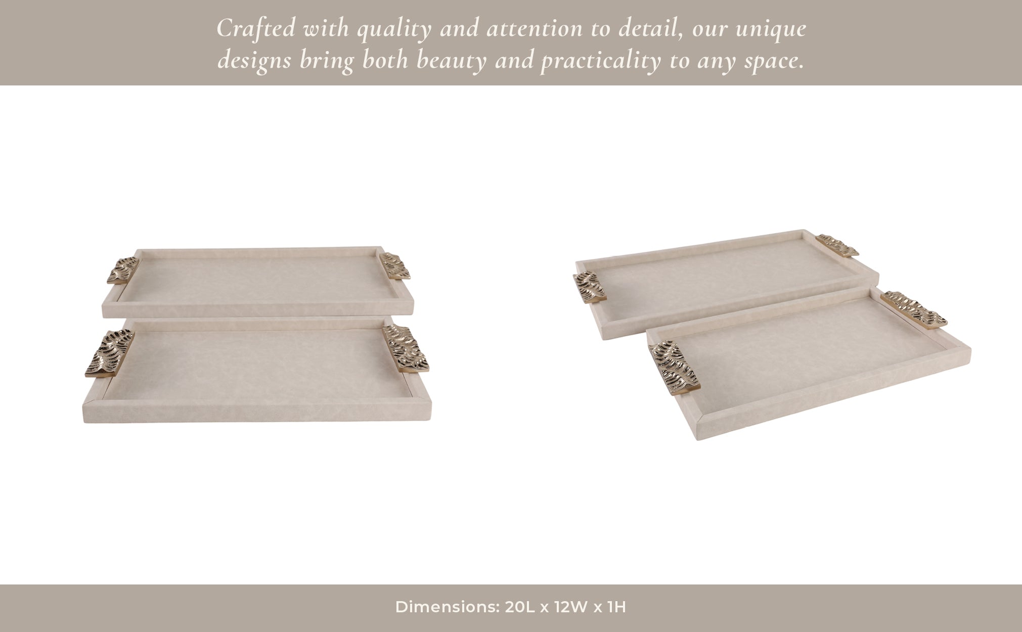 S/2 16/20" MARQUIS TRAYS WITH ALUMINIUM HARDWARE Table Decors| Sagebrook Home