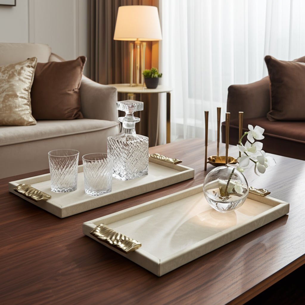 S/2 16/20" MARQUIS TRAYS WITH ALUMINIUM HARDWARE Table Decors| Sagebrook Home