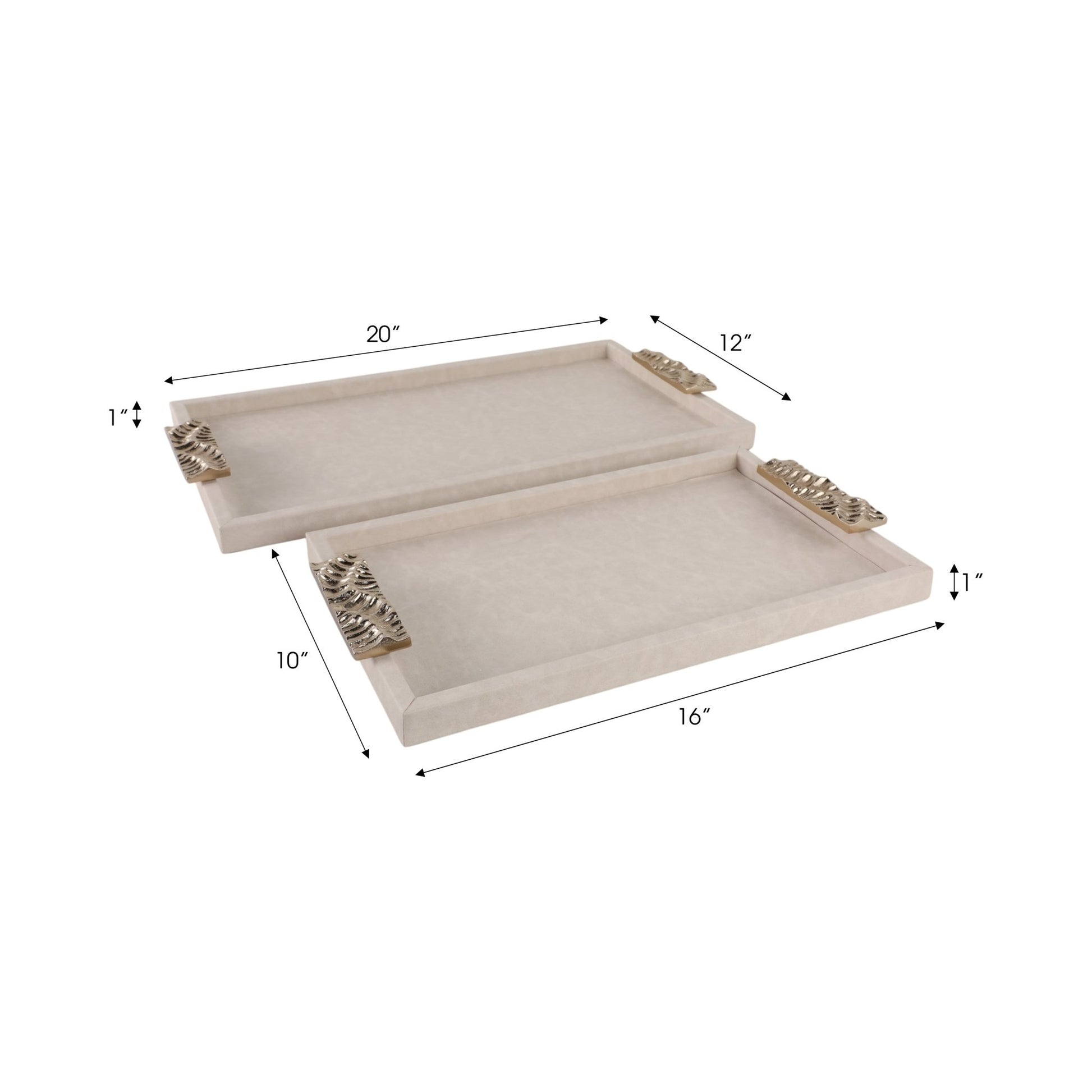 S/2 16/20" MARQUIS TRAYS WITH ALUMINIUM HARDWARE Table Decors| Sagebrook Home