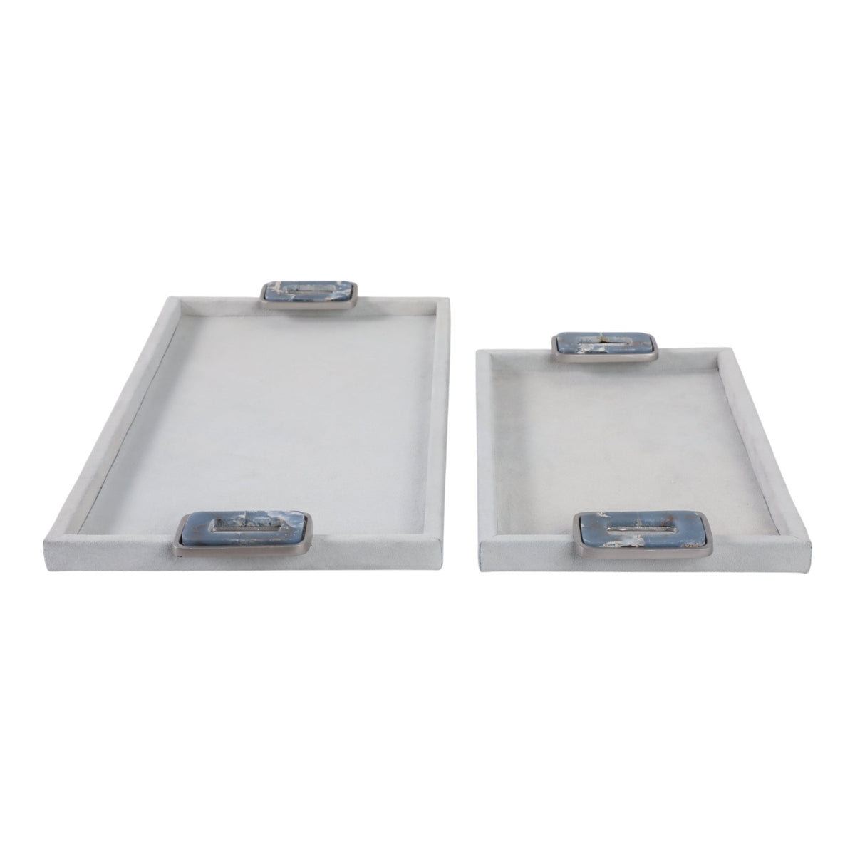 S/2 16/22" VIOLI SUEDE BLUE ANGELITE GEMSTONE HARD Table Decors| Sagebrook Home