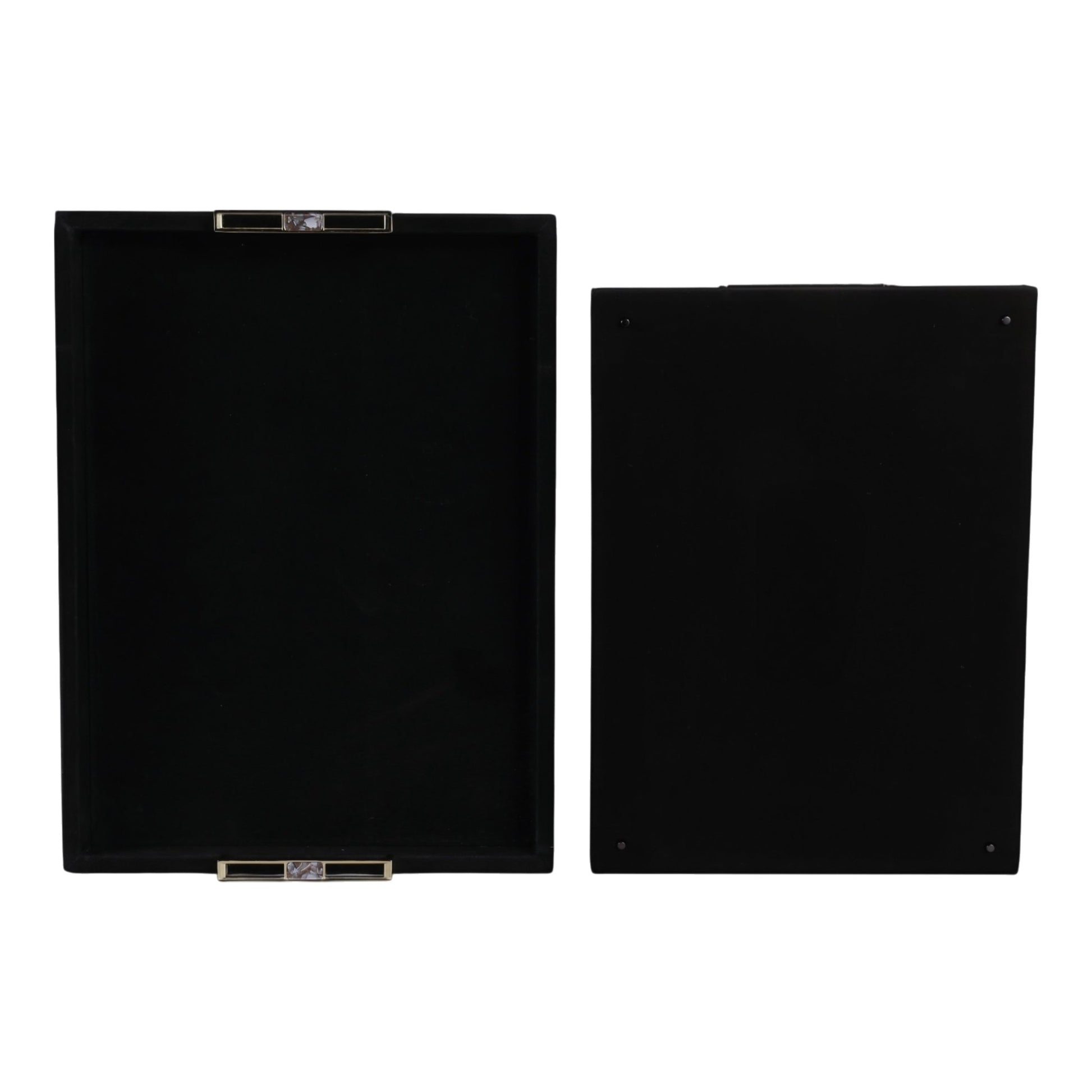 S/2 17/20" RAYNE BLACK SUEDE TRAYS Table Decors| Sagebrook Home