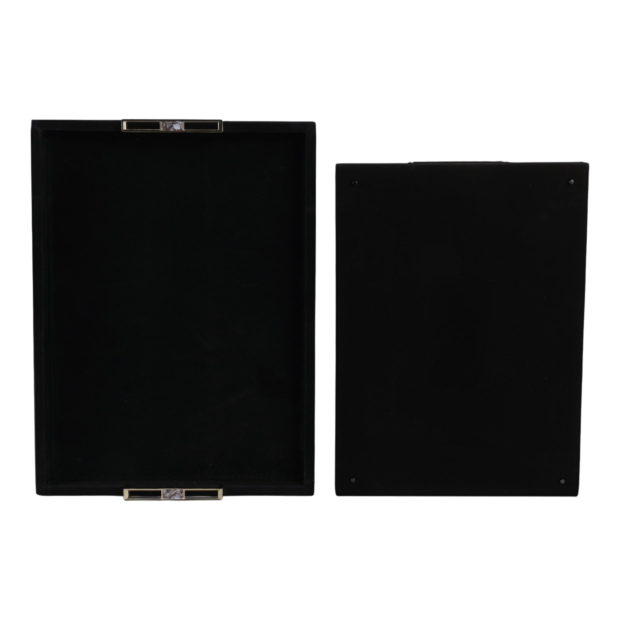 S/2 17/20" RAYNE BLACK SUEDE TRAYS Table Decors| Sagebrook Home