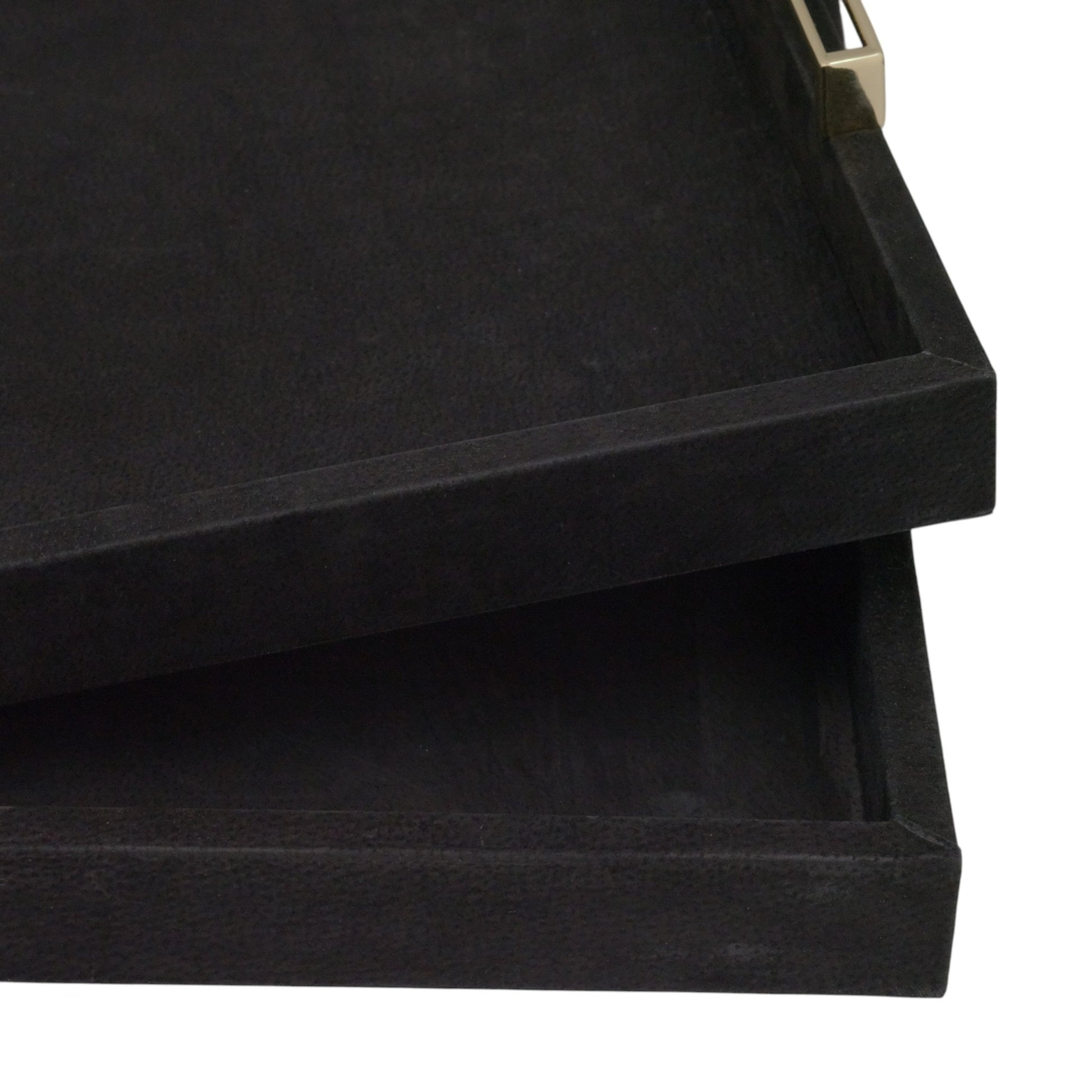 S/2 17/20" RAYNE BLACK SUEDE TRAYS Table Decors| Sagebrook Home