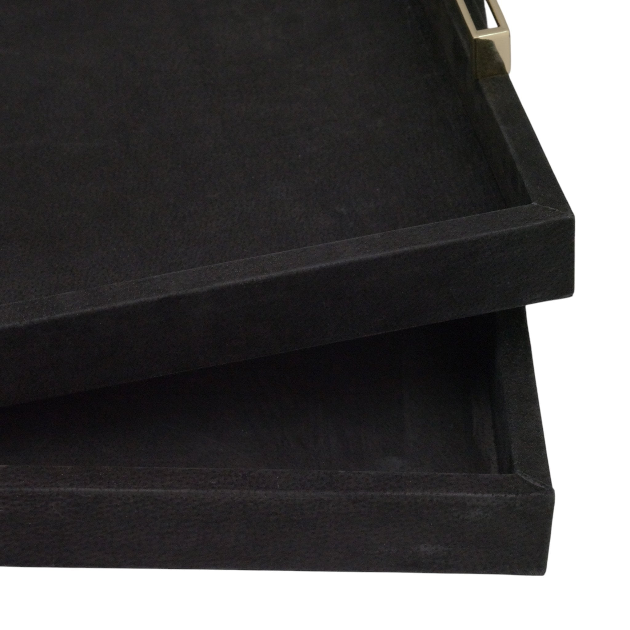 S/2 17/20" RAYNE BLACK SUEDE TRAYS Table Decors| Sagebrook Home