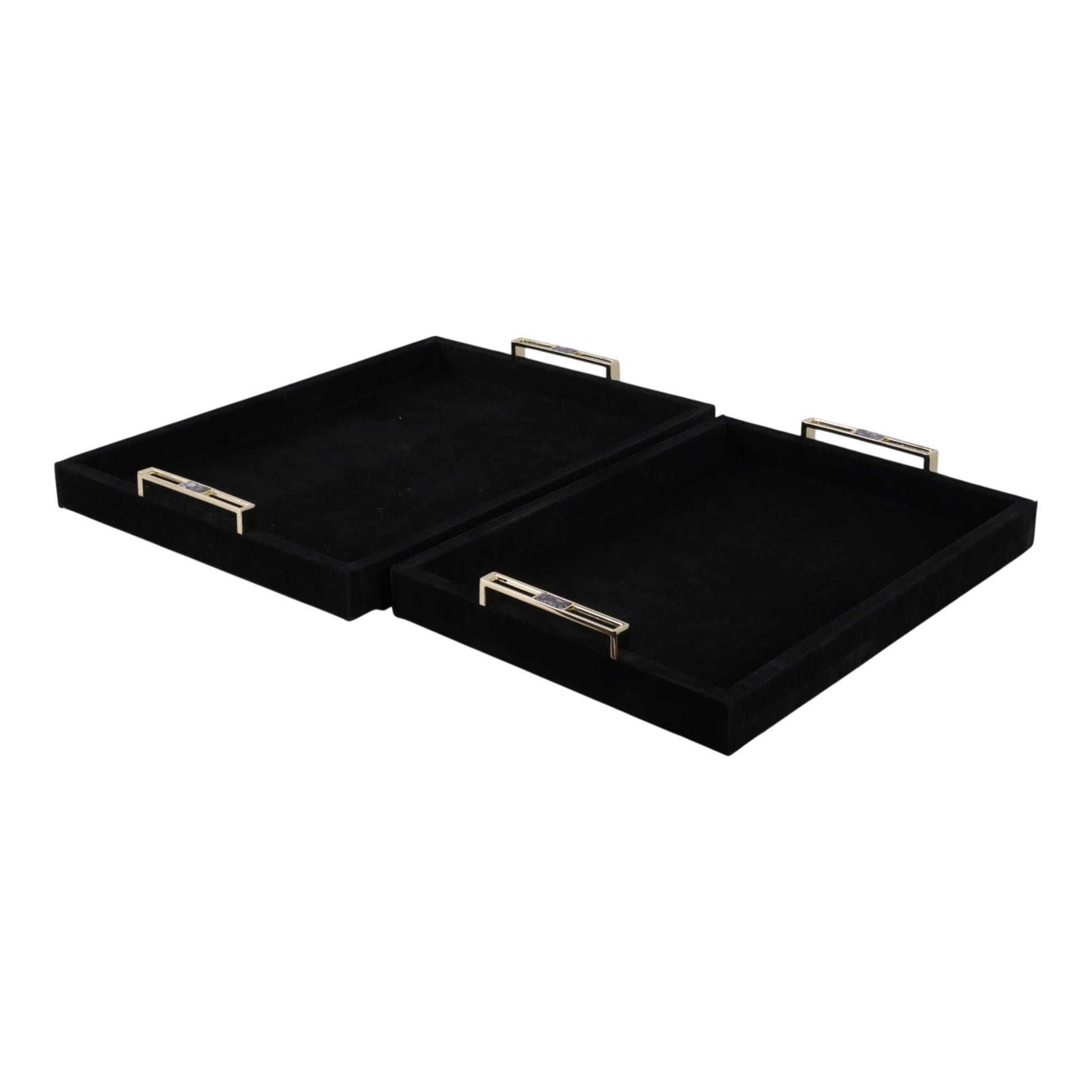 S/2 17/20" RAYNE BLACK SUEDE TRAYS Table Decors| Sagebrook Home