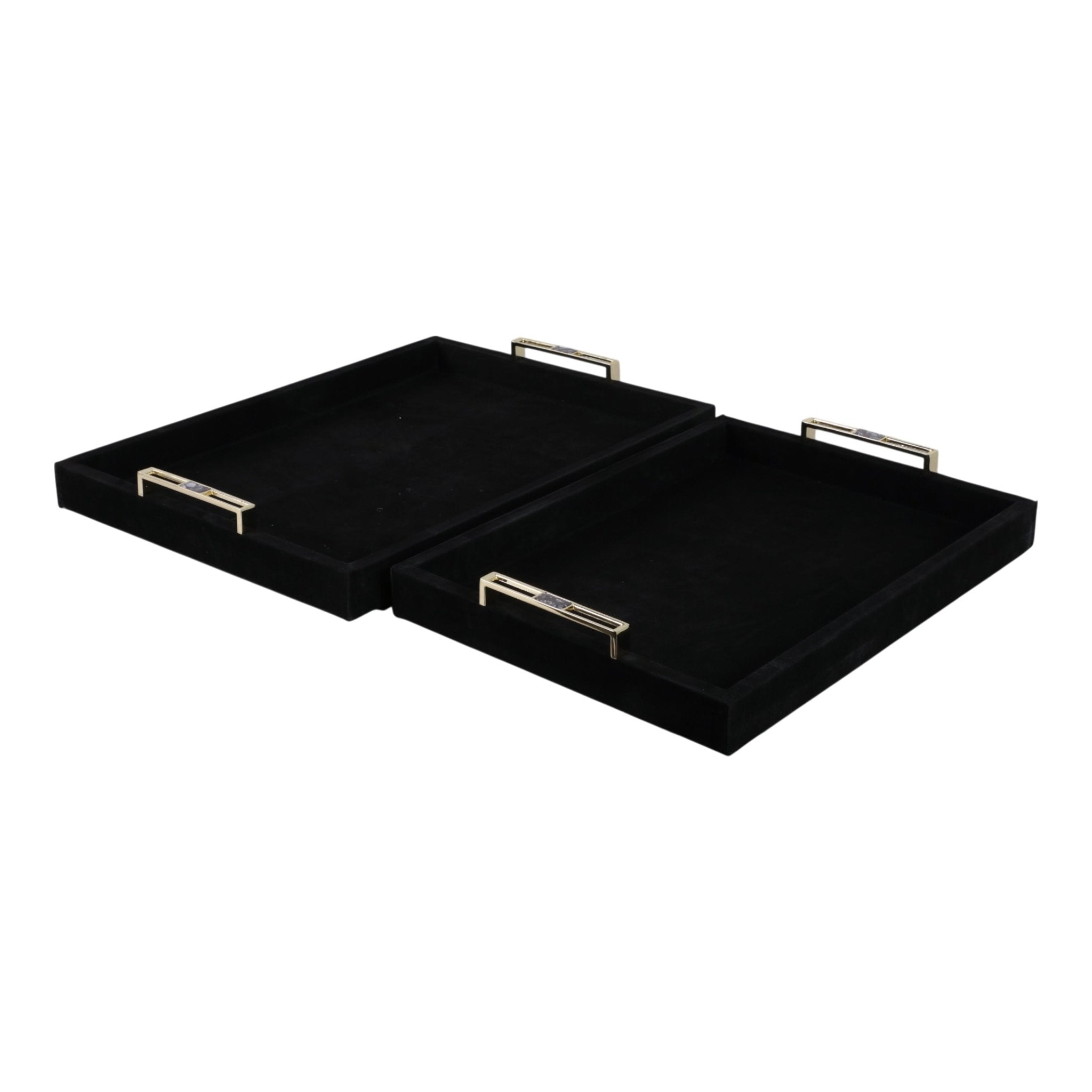 S/2 17/20" RAYNE BLACK SUEDE TRAYS Table Decors| Sagebrook Home