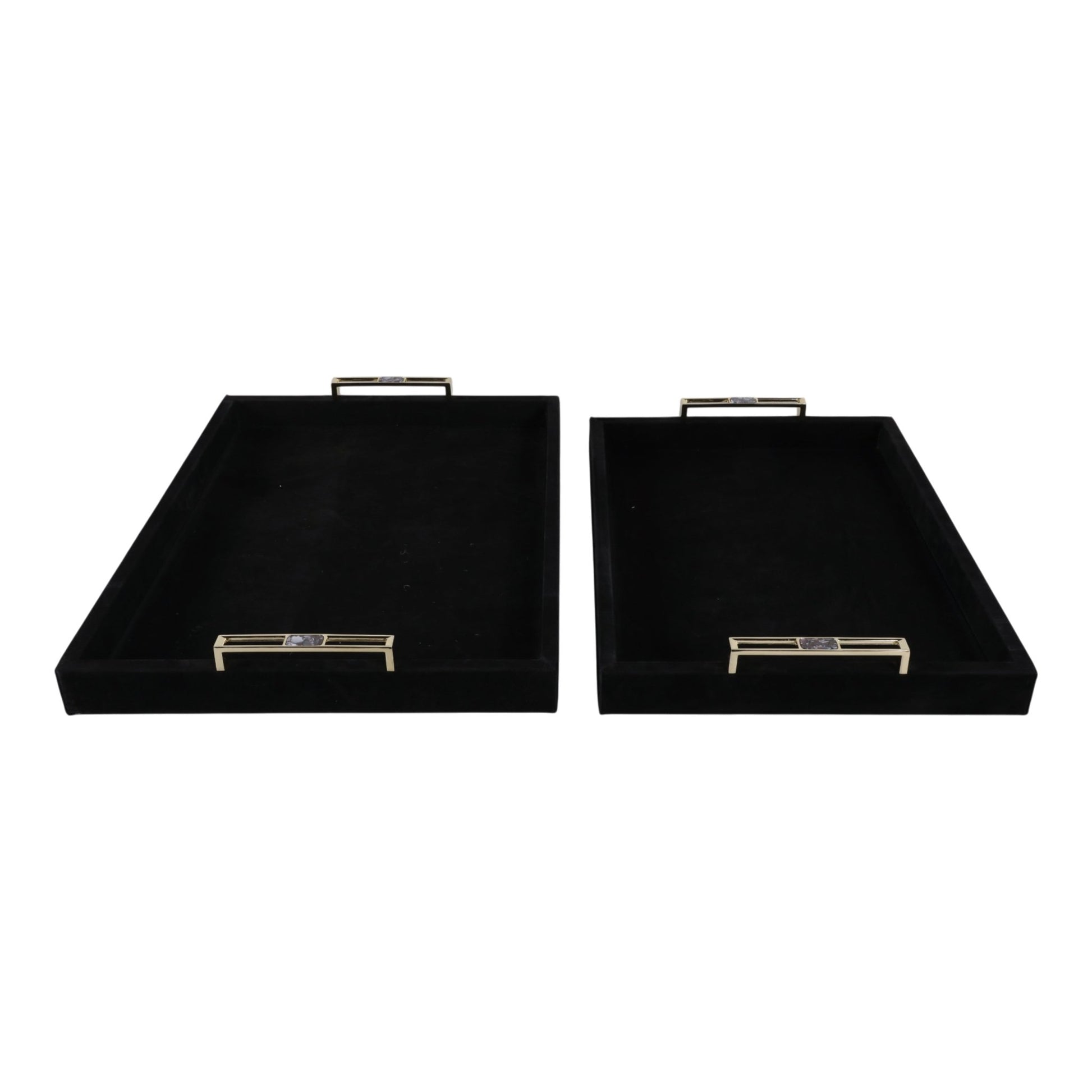 S/2 17/20" RAYNE BLACK SUEDE TRAYS Table Decors| Sagebrook Home
