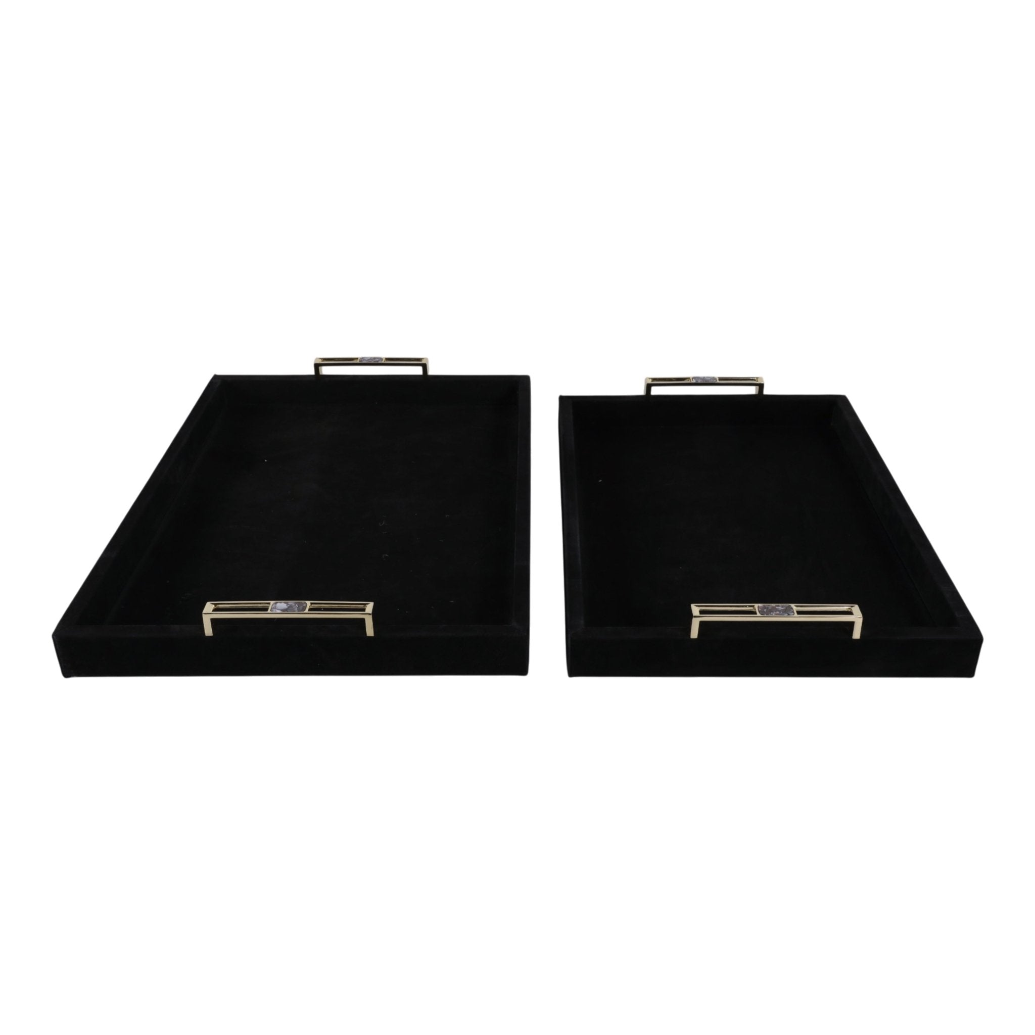 S/2 17/20" RAYNE BLACK SUEDE TRAYS Table Decors| Sagebrook Home