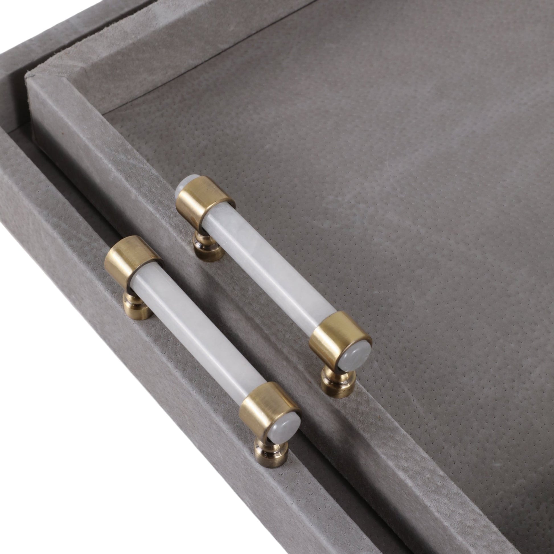 S/2 18/20"avea Gray Suede/moonstone Hardware Trays Table Decors| Sagebrook Home