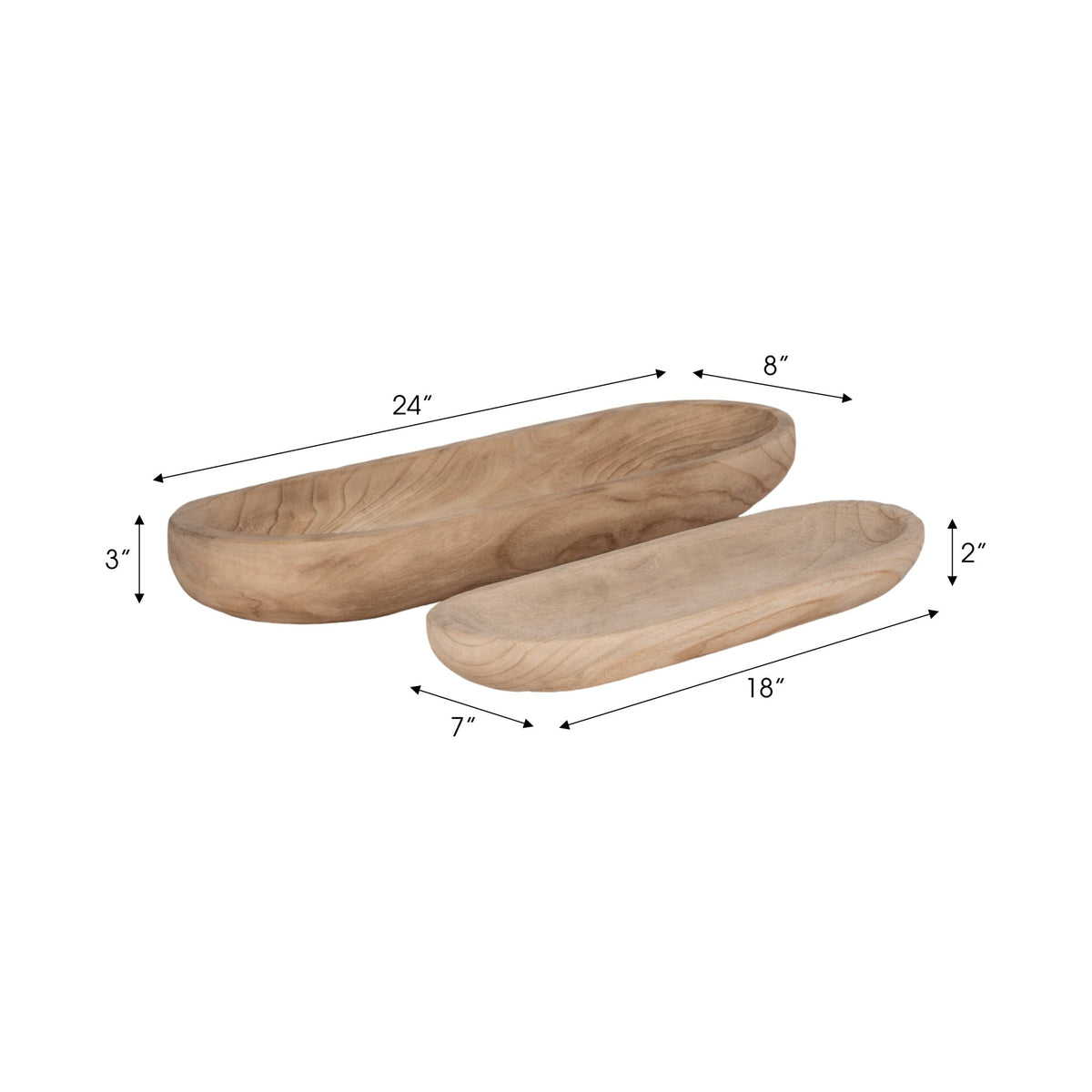 S/2 18/24" WOOD DECOR PLATES, NATURAL Bowl| Sagebrook Home