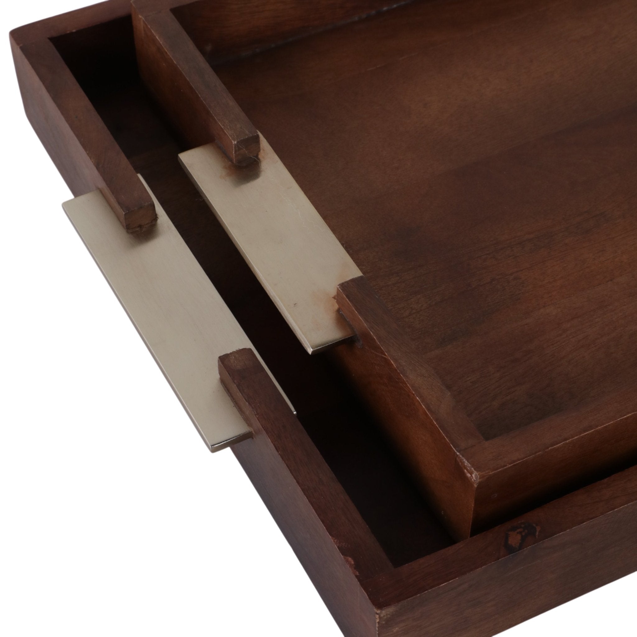S/2 20/17" DONCASTER BROWN WOOD TRAYS Table Decors| Sagebrook Home