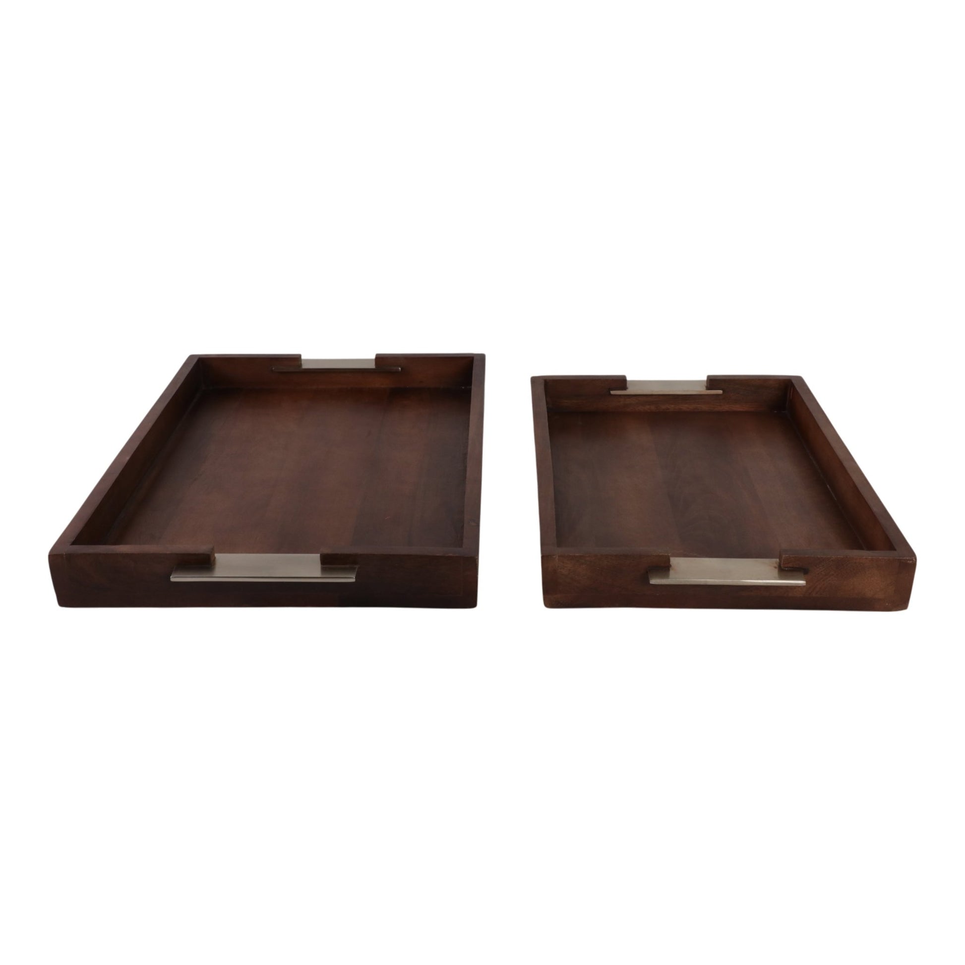 S/2 20/17" DONCASTER BROWN WOOD TRAYS Table Decors| Sagebrook Home
