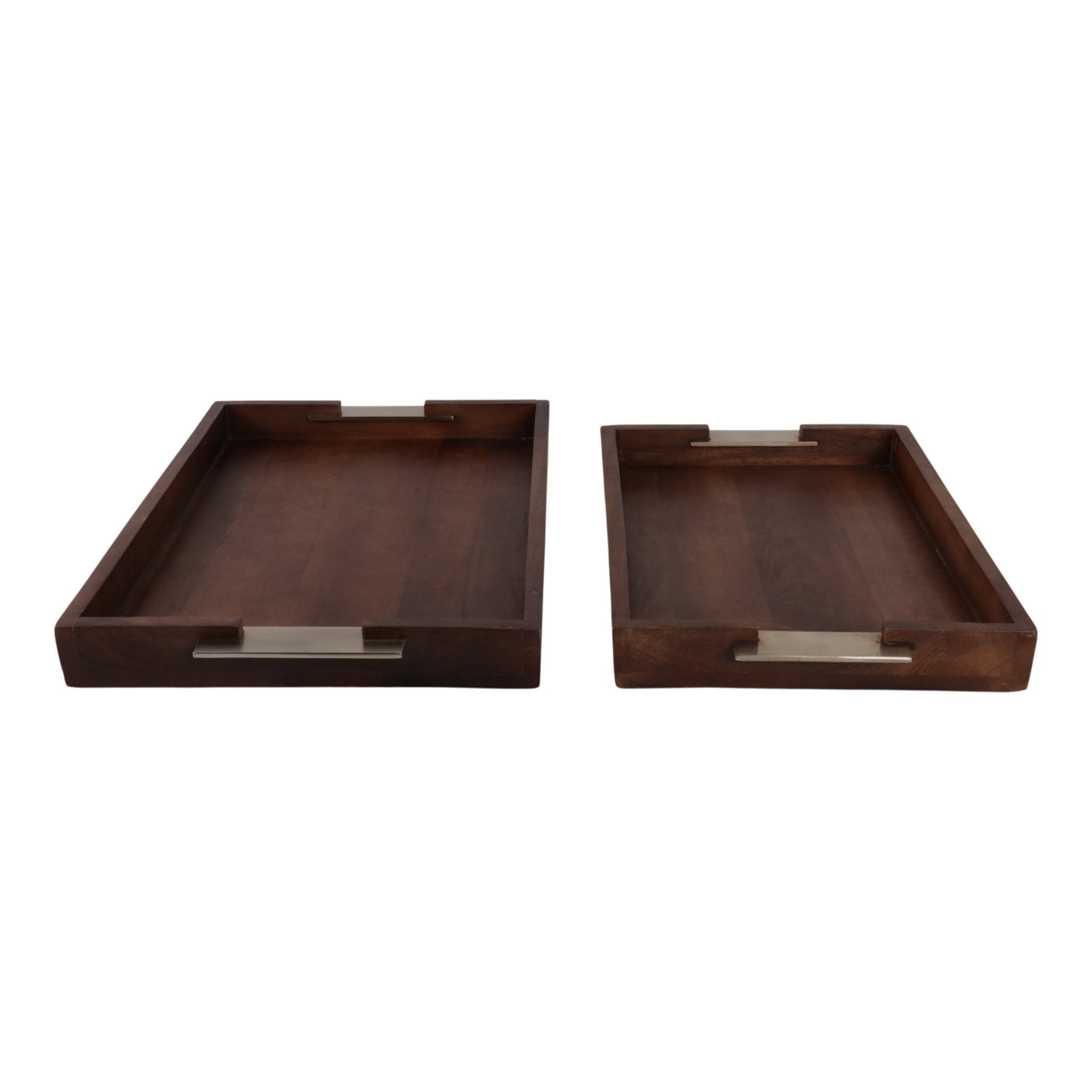 S/2 20/17" DONCASTER BROWN WOOD TRAYS Table Decors| Sagebrook Home