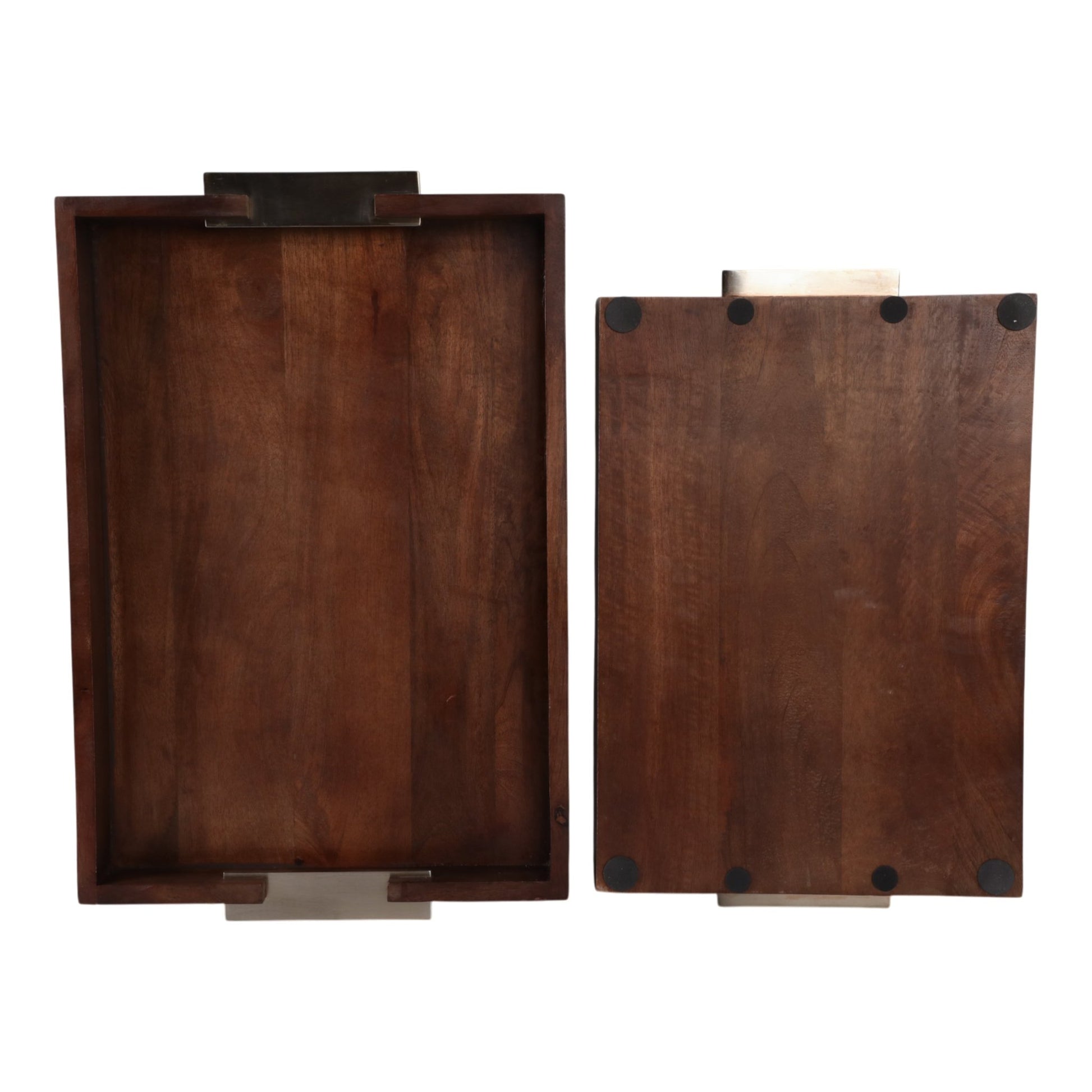 S/2 20/17" DONCASTER BROWN WOOD TRAYS Table Decors| Sagebrook Home