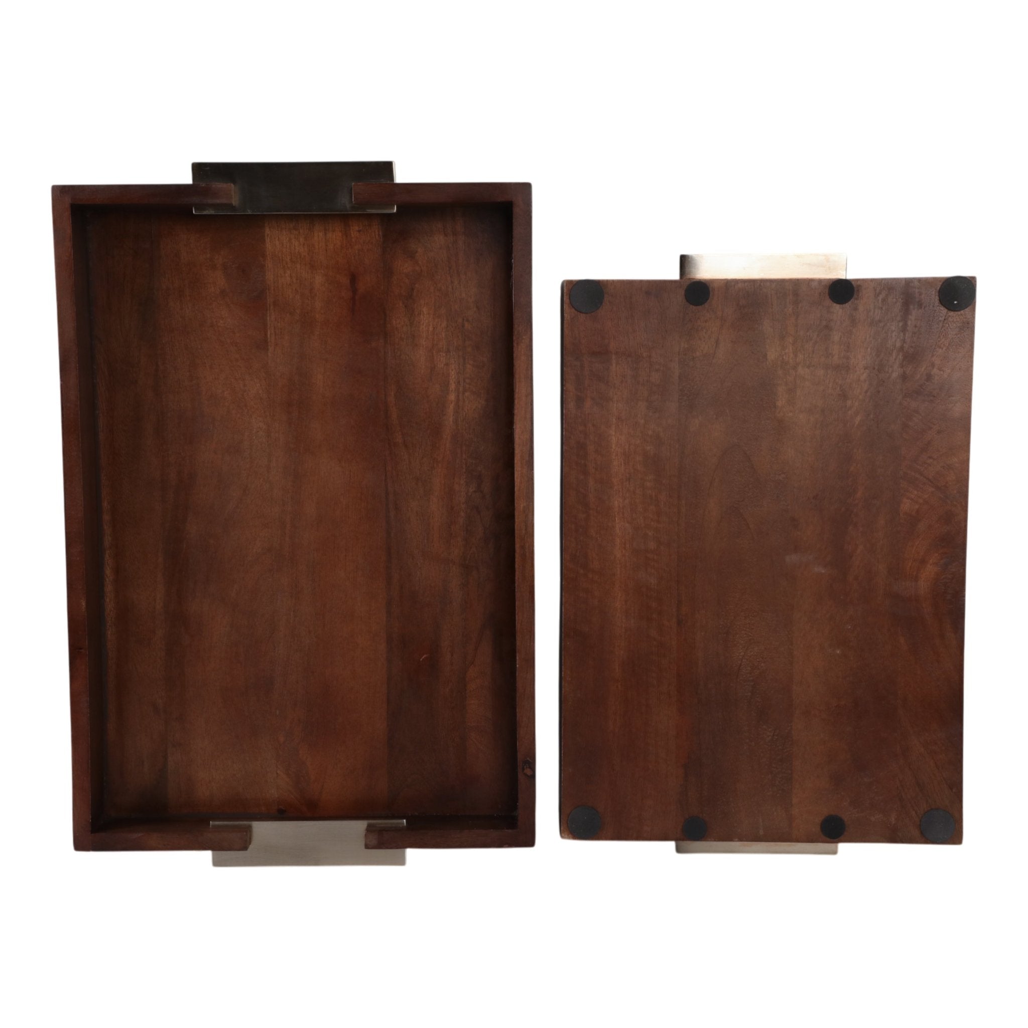 S/2 20/17" DONCASTER BROWN WOOD TRAYS Table Decors| Sagebrook Home