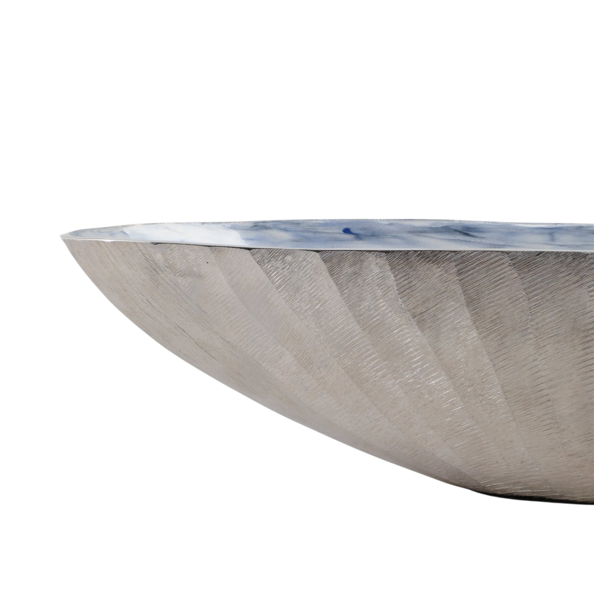 S/2 20/23" Oval Metal Bowl W/ Enamel,light Blu/sil Table Decors| Sagebrook Home