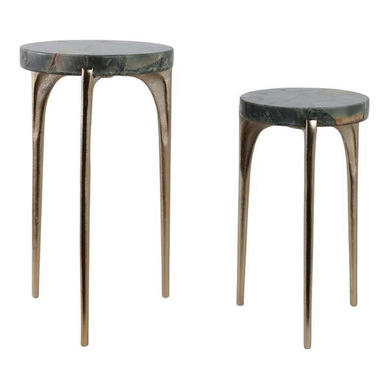S/2 20/24" CANDO MALACHITE TOP ACCENT TABLE - Al Rugaib Furniture