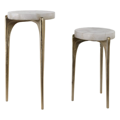 S/2 20/24" CANDO WHITE QUARTZ TOP ACCENT TABLE - Al Rugaib Furniture