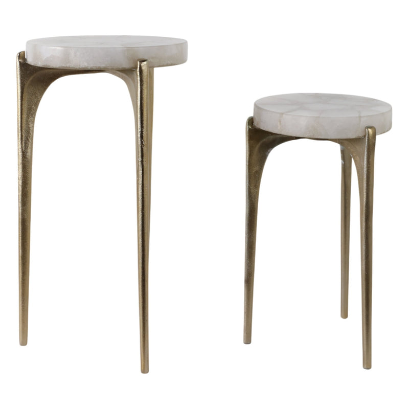 S/2 20/24" CANDO WHITE QUARTZ TOP ACCENT TABLE - Al Rugaib Furniture