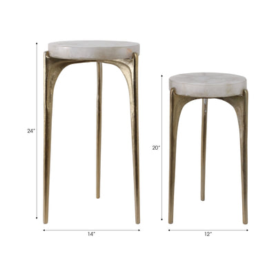 S/2 20/24" CANDO WHITE QUARTZ TOP ACCENT TABLE - Al Rugaib Furniture